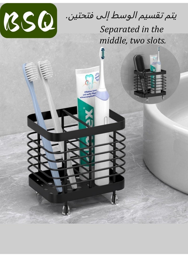 بي إس كيو حامل فرشاة أسنان الحمام | حامل فرشاة الأسنان الكهربائية من الفولاذ المقاوم للصدأ | مثبتة على الحائط | حامل فرشاة أسنان ومعجون أسنان للاستحمام | أساسيات تخزين الحمام | 2 فتحات - Image 3